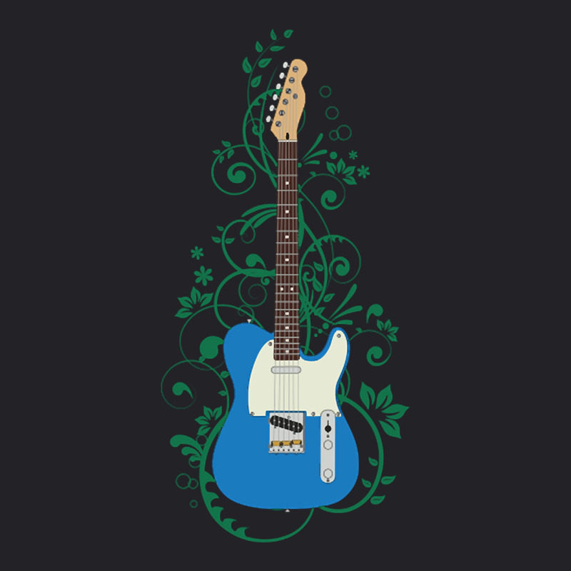 Blue T-style Electric Guitar Flowering Vines Youth Tee | Artistshot