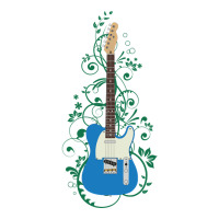 Blue T-style Electric Guitar Flowering Vines Sticker | Artistshot