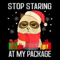 Funny Christmas Stop Staring At My Package Cat Lover T Shirt Cropped Hoodie | Artistshot