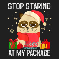 Funny Christmas Stop Staring At My Package Cat Lover T Shirt Ladies Polo Shirt | Artistshot