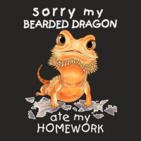 Funny Bearded Dragon Cute Lizard Beardie Ate My Homework Ladies Fitted T-shirt | Artistshot