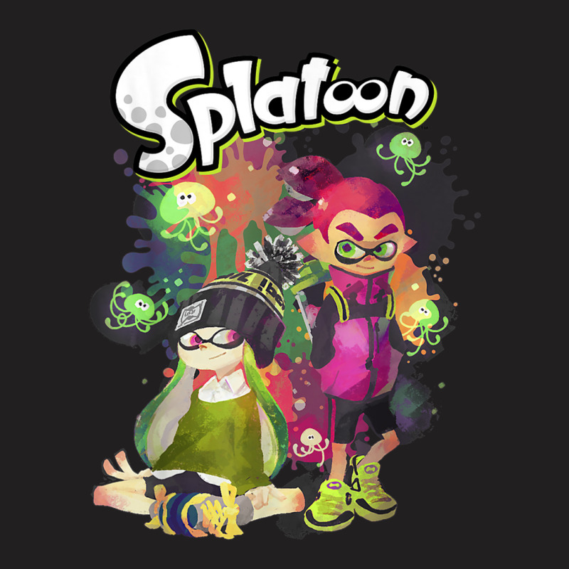 Splatoon Inkling Duo Paint Splatter Poster T-shirt | Artistshot