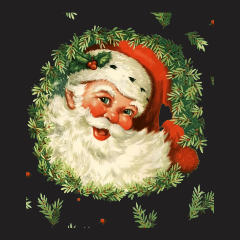 Christmas Retro Vintage Pink Santa Claus Art T-shirt | Artistshot