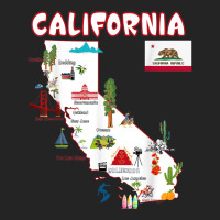 Map Of California Landmarks, Major Cities, Flag 3/4 Sleeve Shirt | Artistshot