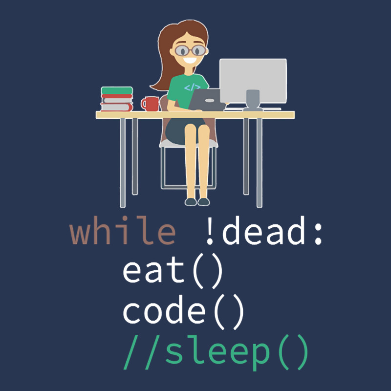 Funny While Dead Eat Sleep Code Coders-m3mr2 Ladies Denim Jacket by declangreenwood | Artistshot