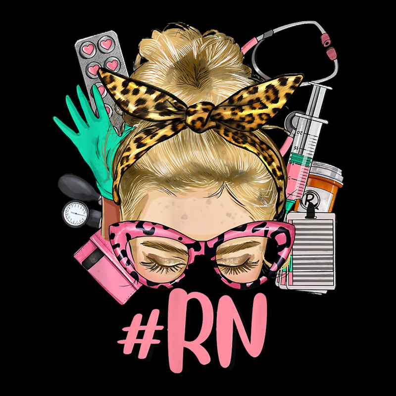 Rn Blonde Messy Bun Straight Hair Glasses Leopard Syringe T Shirt Men's Long Sleeve Pajama Set | Artistshot