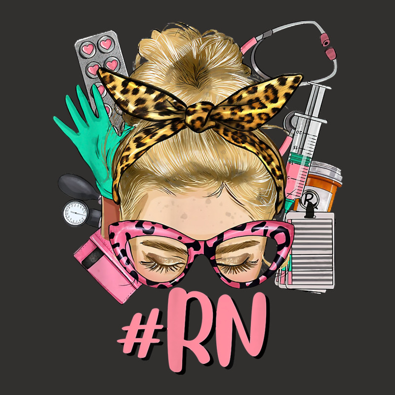 Rn Blonde Messy Bun Straight Hair Glasses Leopard Syringe T Shirt Champion Hoodie | Artistshot