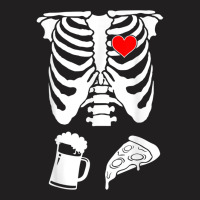 Mens Skeleton Maternity Pizza & Beer Black T-shirt | Artistshot