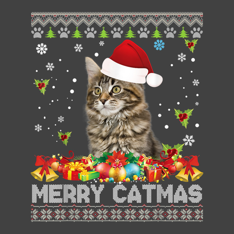 Merry Catmas Maine Coon Cat Ugly Sweater Christmas Santa T Shirt Vintage T-Shirt by dennh | Artistshot