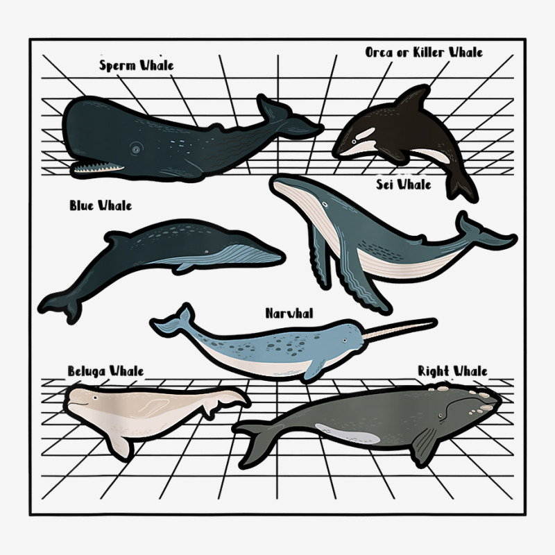 Types Of Whales Marine Mammal Sea Life Marine Biologist T Shirt Adjustable Cap | Artistshot