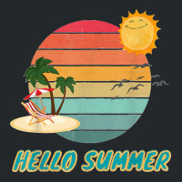 Hello Summer Vacation Palm Tree Sun Birds And Sea Crewneck Sweatshirt | Artistshot