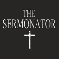 The Sermonator - Funny Christian Youth Church Pastor Gift Ladies Fitted T-shirt | Artistshot