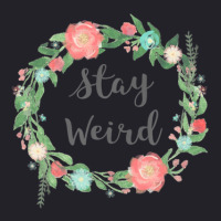 Stay Weird Tshirt - Girly Flower Circle Floral Wreath Quote Unisex Sherpa-lined Denim Jacket | Artistshot