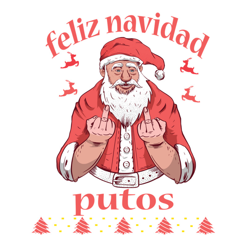 Santa Claus Middle Finger Feliz Navidad Putos Ugly Christmas Long Slee V-neck Tee | Artistshot