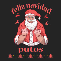 Santa Claus Middle Finger Feliz Navidad Putos Ugly Christmas Long Slee 3/4 Sleeve Shirt | Artistshot