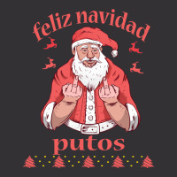 Santa Claus Middle Finger Feliz Navidad Putos Ugly Christmas Long Slee Vintage Hoodie And Short Set | Artistshot