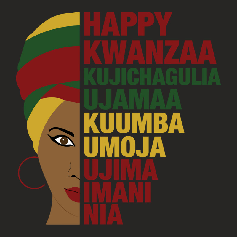 Happy Kwanzaa African Black Woman 7 Principles Sweatshirt Ladies Fitted T-Shirt by adam.troare | Artistshot