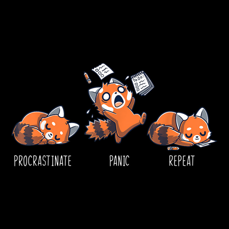 Procrastinate Panic Repeat Shirt Daily Distressed Red Pandas T Shirt Zipper Hoodie | Artistshot