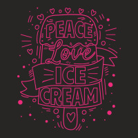 Peace Love Ice Cream Food Dessert Ladies Fitted T-shirt | Artistshot