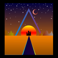 Retro Sunset, Triangle And Moon, Retro Landscape V-neck Tee | Artistshot