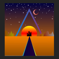 Retro Sunset, Triangle And Moon, Retro Landscape 3/4 Sleeve Shirt | Artistshot