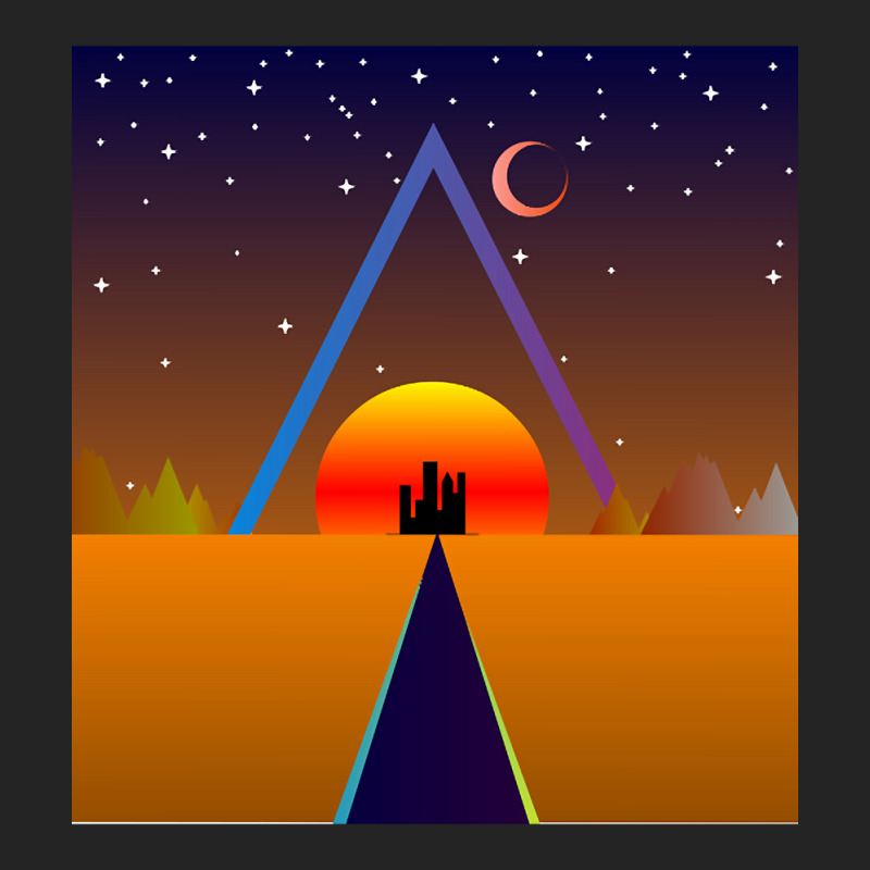 Retro Sunset, Triangle And Moon, Retro Landscape 3/4 Sleeve Shirt | Artistshot