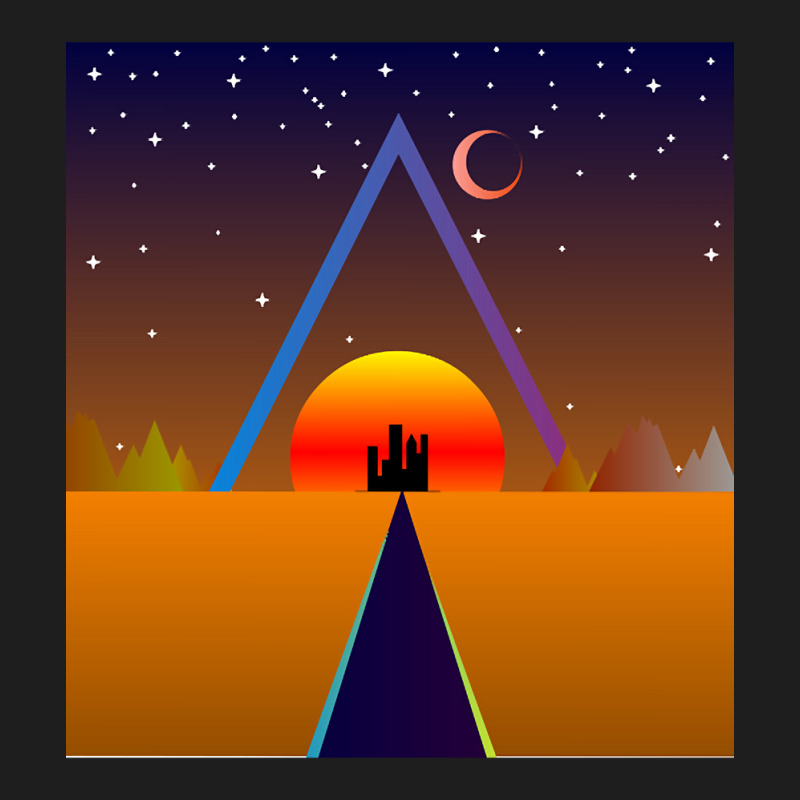 Retro Sunset, Triangle And Moon, Retro Landscape Classic T-shirt | Artistshot