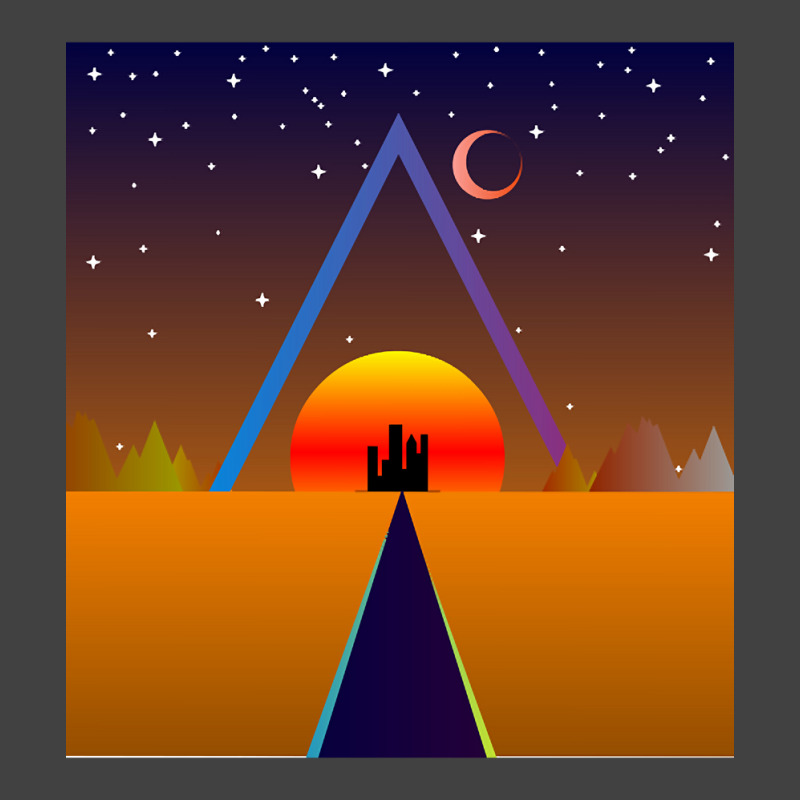 Retro Sunset, Triangle And Moon, Retro Landscape Vintage T-shirt | Artistshot