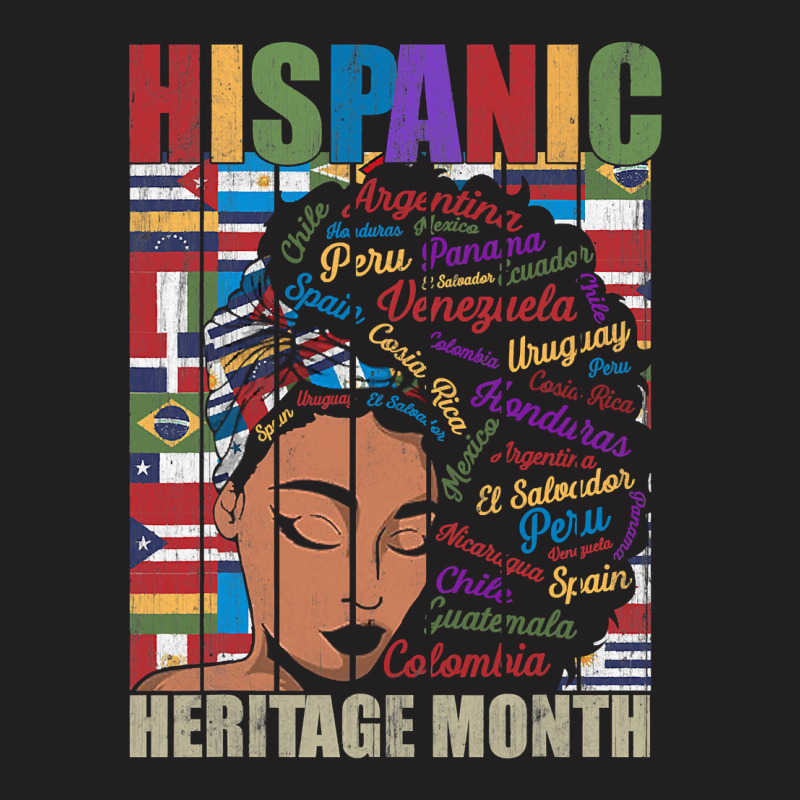 Latina Woman Art Hispanic Heritage Month Latin Country Flags 188 T-Shirt by stress | Artistshot