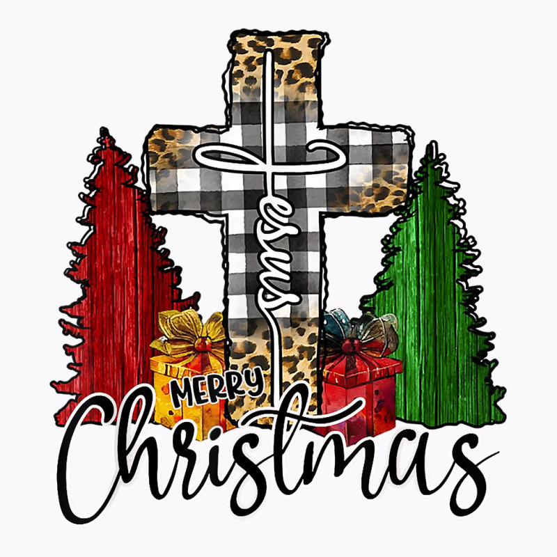 Merry Christmas Buffalo Plaid God Jesus Faith Cross T Shirt T-shirt | Artistshot