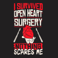 Open Heart Surgery Bypass Awareness Heart I Survived Open T Shirt T-shirt | Artistshot