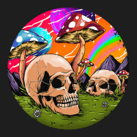 Psychedelic World Hippie Trippy Skull Mushroom Mycologist 42 Classic T-shirt | Artistshot