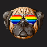 Pug Gay Pride Flag Lgbt Rainbow Sunglasses Pug T-shirt | Artistshot