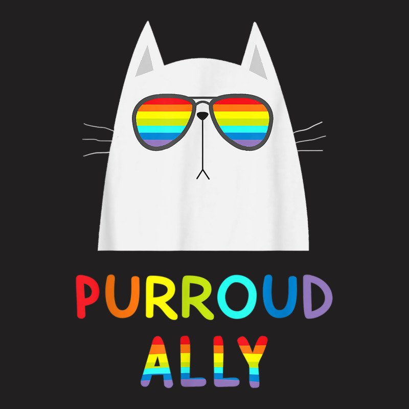 Purroud Ally Rainbow Sunglasses Cat Gay Pride Proud Ally T-shirt | Artistshot