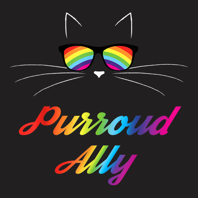 Purroud Ally Rainbow Sunglasses Cat Gay Pride Proud Ally T-shirt | Artistshot