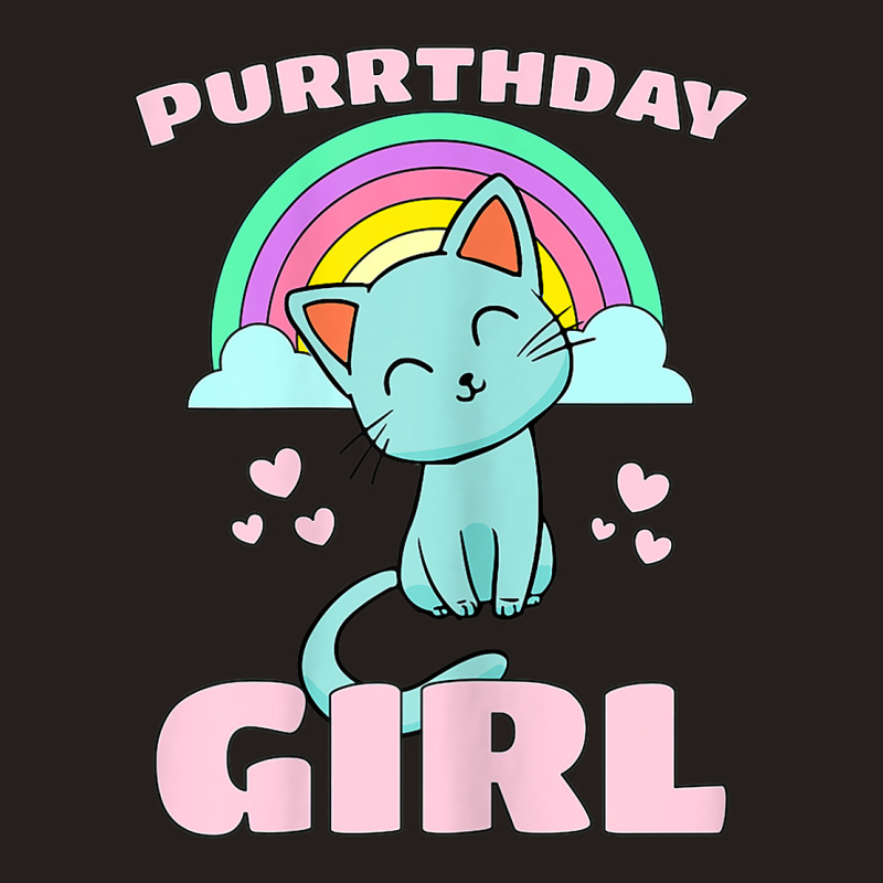 Purrthday Girl  Birthday Kitty Cat Rainbow  Hearts Shirt Tank Top | Artistshot