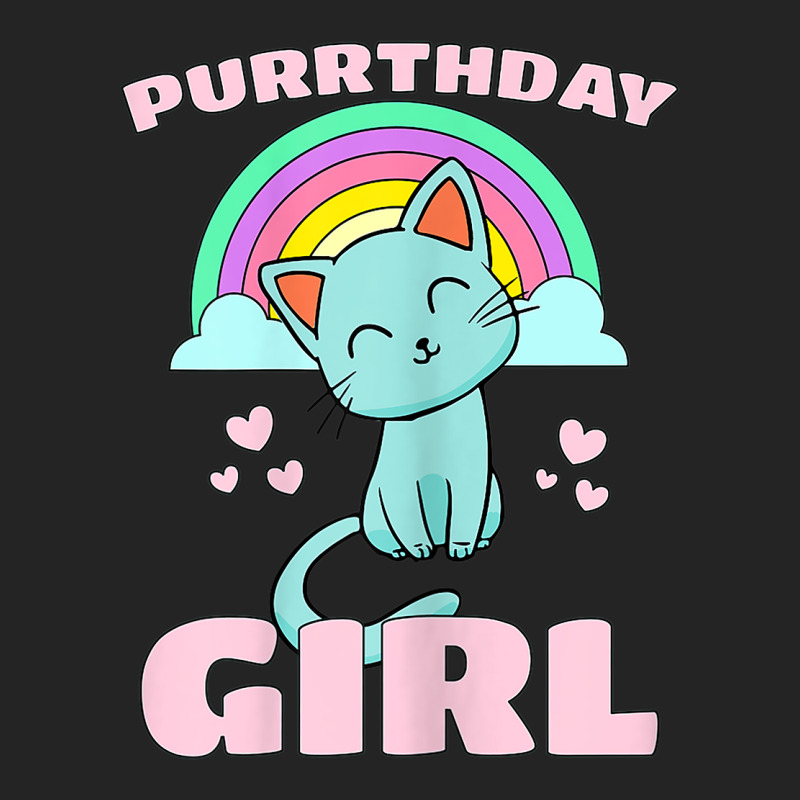 Purrthday Girl  Birthday Kitty Cat Rainbow  Hearts Shirt 3/4 Sleeve Shirt | Artistshot