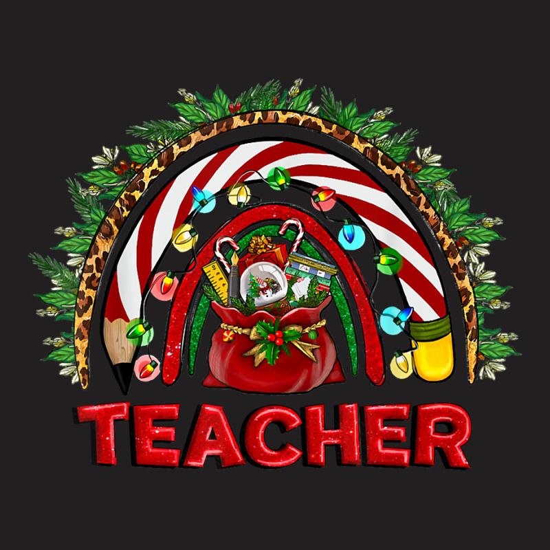 Western Christmas Teacher Funny Xmas Teacher Rainbow T Shirt T-shirt | Artistshot