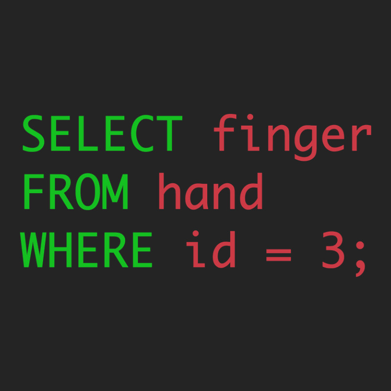 Sql Query Humor Select Finger From Hand Where Id = 3 3/4 Sleeve Shirt by rastyrocl | Artistshot