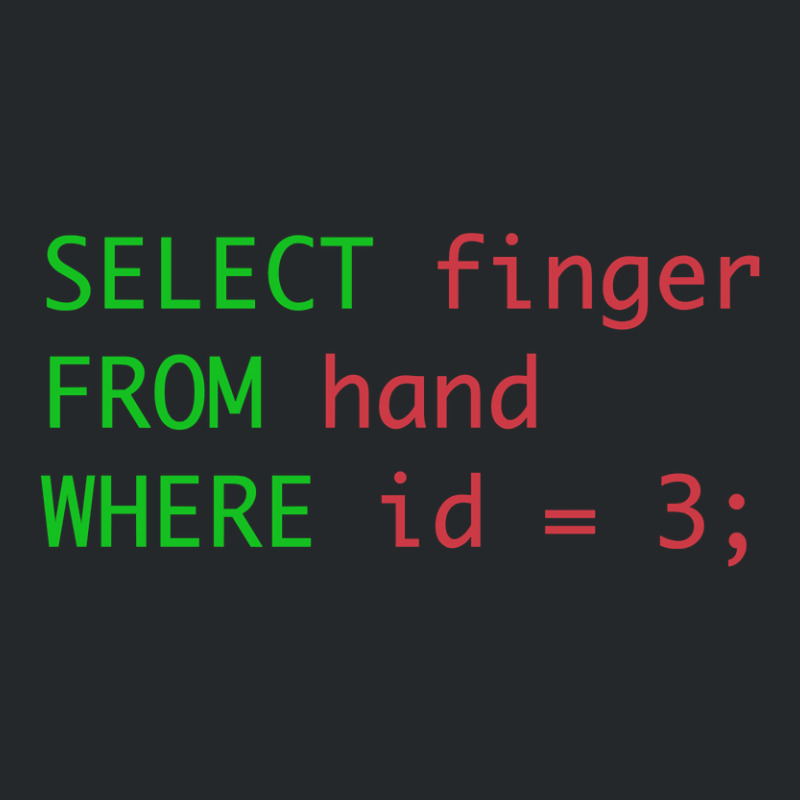 Sql Query Humor Select Finger From Hand Where Id = 3 Crewneck Sweatshirt by rastyrocl | Artistshot