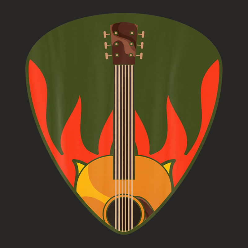 Guitar Pick Mediator Flames Guitarist Musician Guitar Ladies Fitted T-Shirt by rakinybluvic | Artistshot