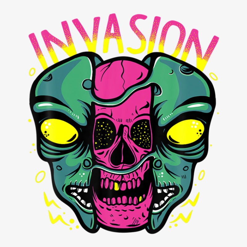 Cool Space Aliens Invasion Illustration Graphic Designs Art Ladies Fitted T-Shirt by shareqimbrow | Artistshot