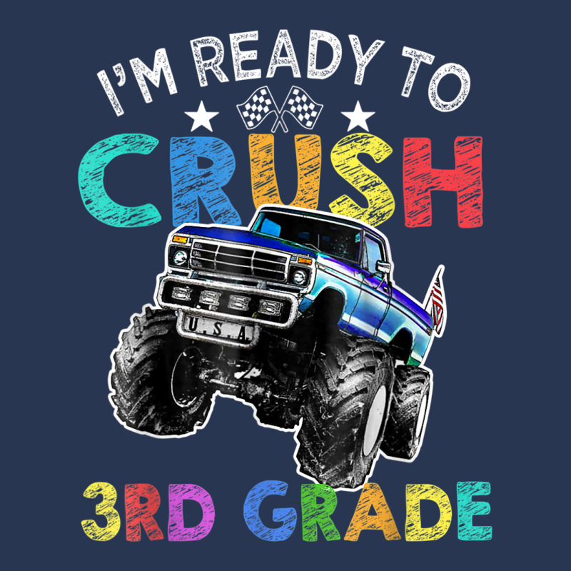 Funny I'm Ready To Crush 3rd Grade Monster Truck Back To Sch Men Denim Jacket | Artistshot