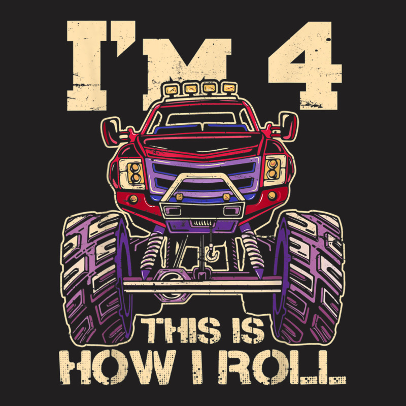 Funny Kids Monster Truck 4th Birthday Party  Gift T-shirt | Artistshot