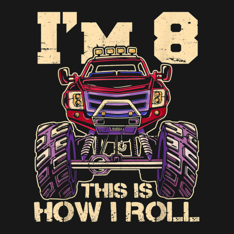 Funny Kids Monster Truck 8th Birthday Party  Gift Flannel Shirt | Artistshot