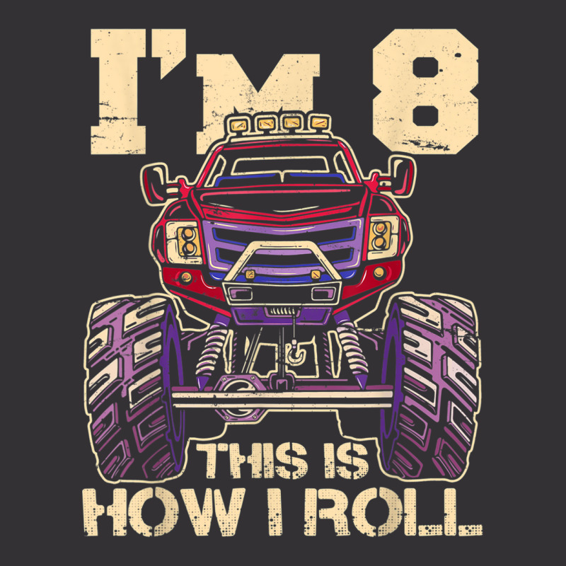 Funny Kids Monster Truck 8th Birthday Party  Gift Vintage Hoodie And Short Set | Artistshot