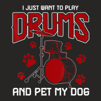 Pet Dog Drummer Drumsticks Gift Music Drums Ladies Fitted T-shirt | Artistshot