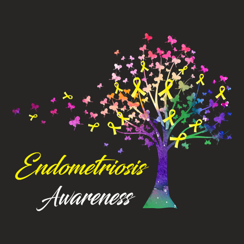 Tree Ribbons Endometriosis Awareness Support Endometriosis Warrior Gif Ladies Fitted T-Shirt by poppyallen | Artistshot