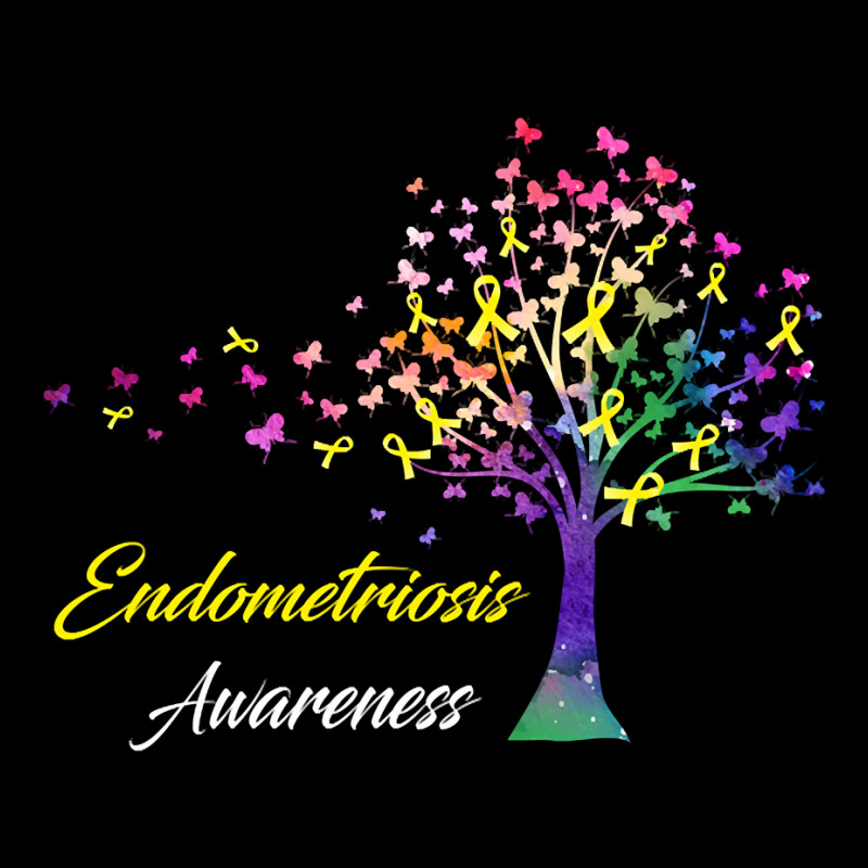 Tree Ribbons Endometriosis Awareness Support Endometriosis Warrior Gif Cropped Hoodie by poppyallen | Artistshot