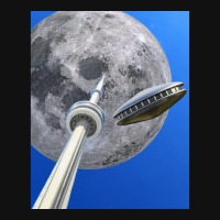 Toronto Cn Tower Under A Full Moon With Flying Saucer Graphic T-shirt | Artistshot